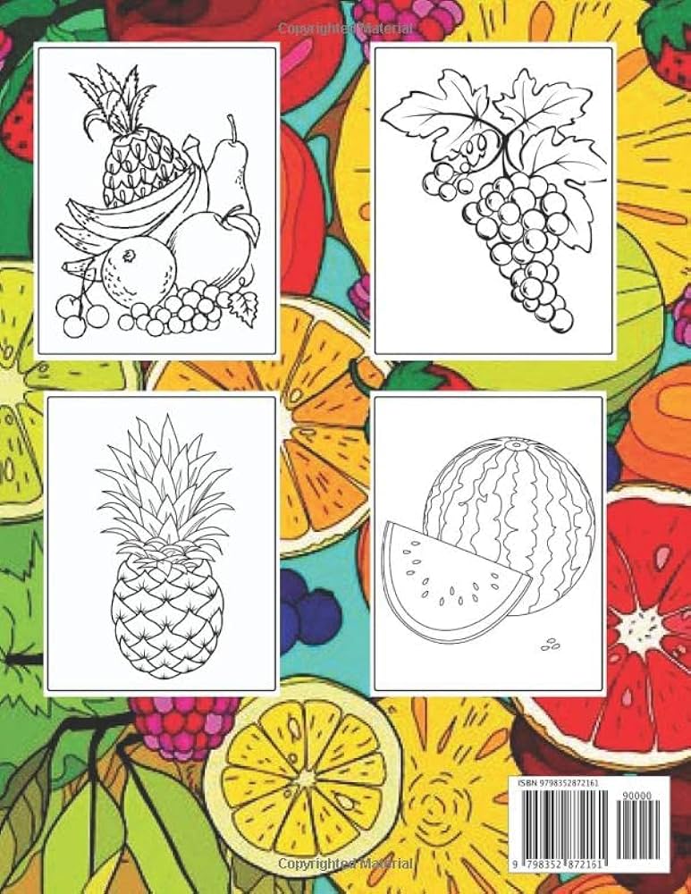 Large print summer fruits coloring book for adult summer fruits illustrations for relaxation and mindfulness during the summer