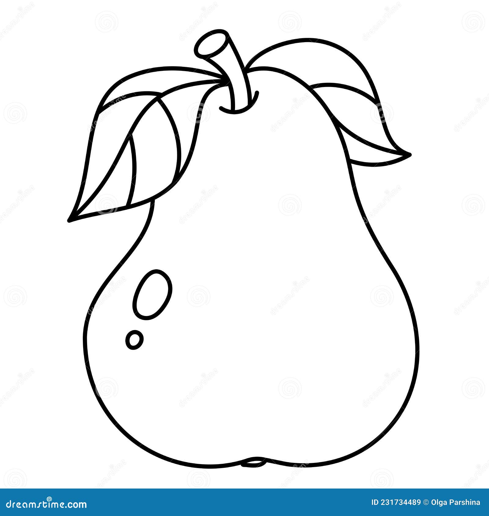 Coloring page outline of cartoon sweet pear summer fruit stock vector