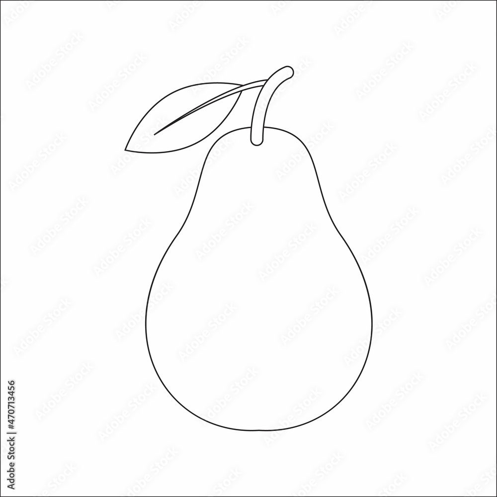 Coloring page outline of cartoon sweet pear summer fruit coloring book for kids vector