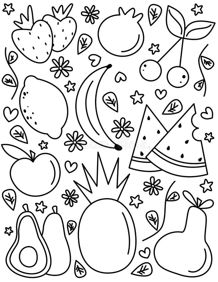 Coloring fruits kids stock illustrations â coloring fruits kids stock illustrations vectors clipart