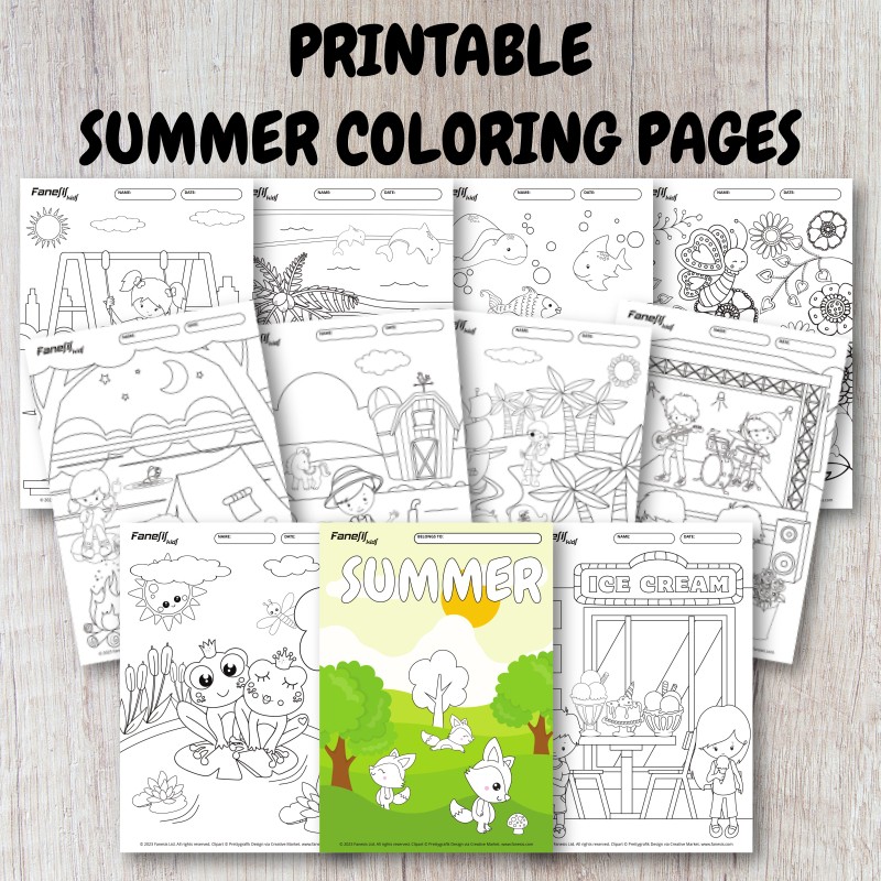 Printable summer coloring pages for kids