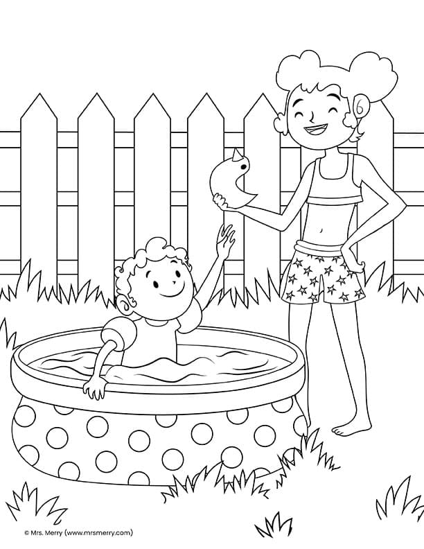 Fun summer coloring pages for kids mrs merry