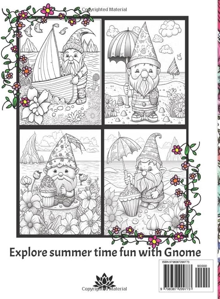 Gnome coloring book for adults and teens summer edition