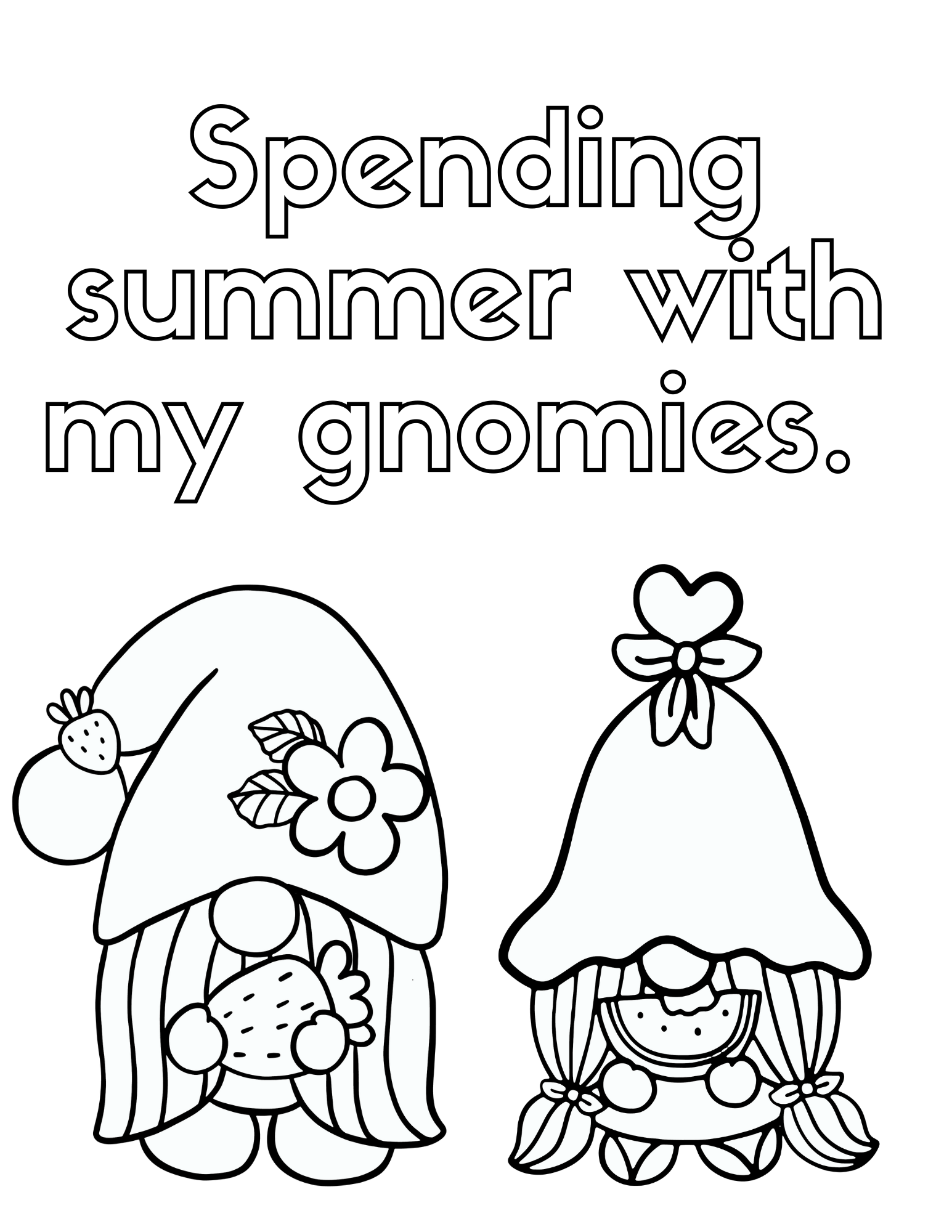 Celebrate warm weather with these fun summer gnomes coloring pages