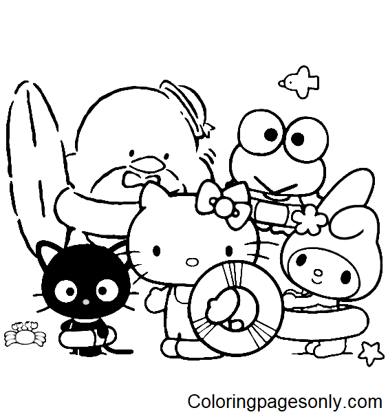 Sanrio characters coloring pages printable for free download