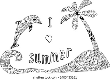 Antistress coloring page beach summer holiday stock vector royalty free