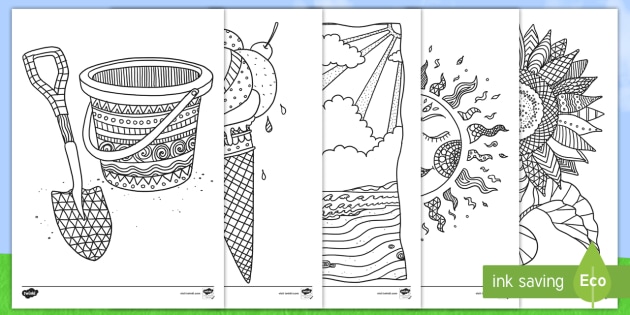 Summer colouring printables colouring sheets