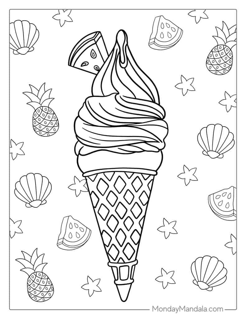 Ice cream coloring pages free pdf printables