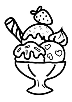 Coloring image summer ice cream printable page by mali learning store