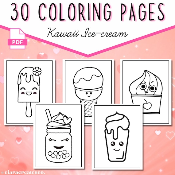 Kawaii ice cream coloring pages for kids printable kawaii coloring pages ice cream activity kids coloring sheets summer activity