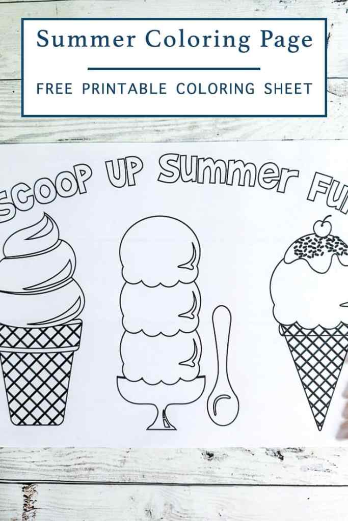 Printable ice cream coloring page