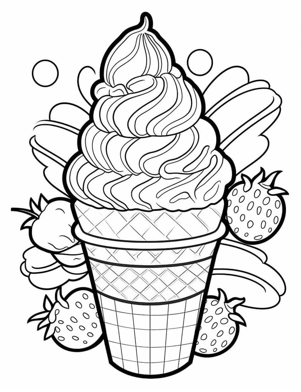 Yummy ice cream coloring pages for kids and adults