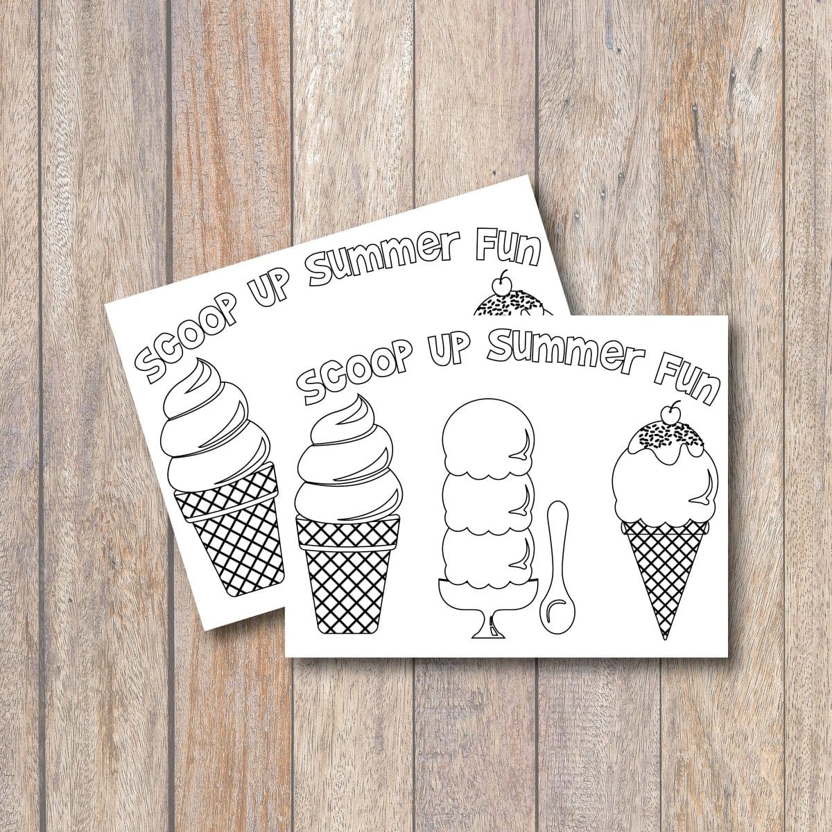 Ice cream cone coloring sheet