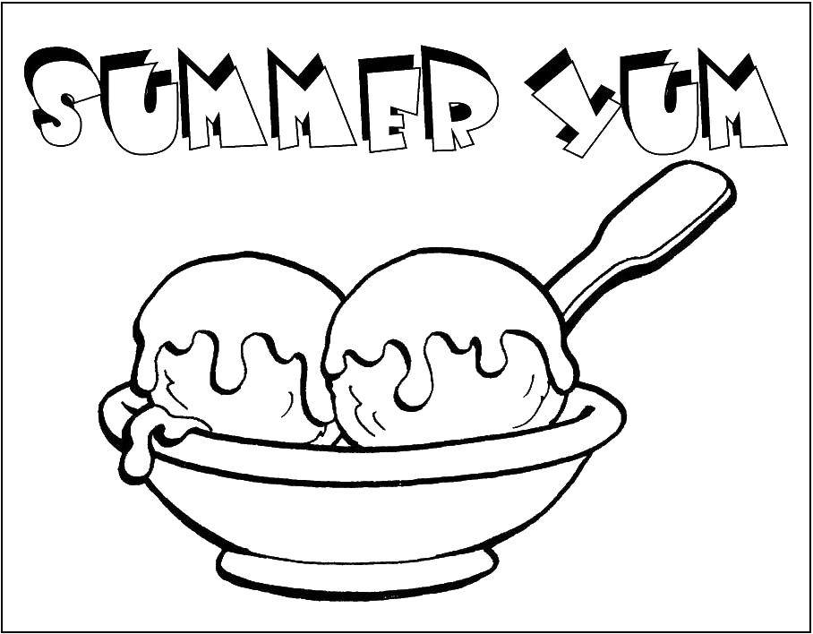 Online coloring pages coloring page ball ice cream spoon ice cream download print coloring page