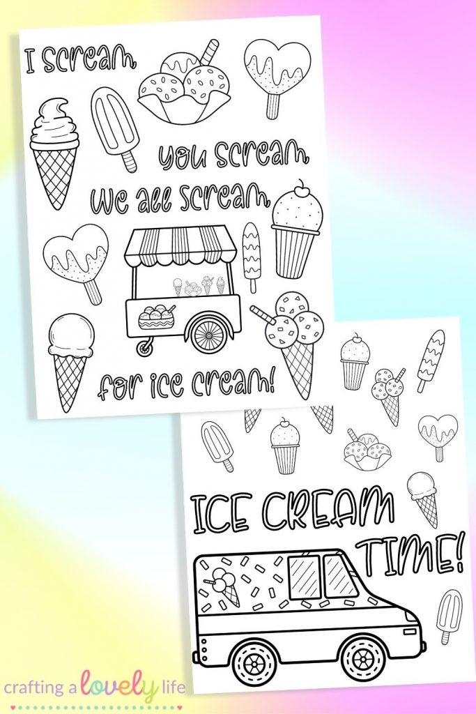 Free printable ice cream coloring sheets