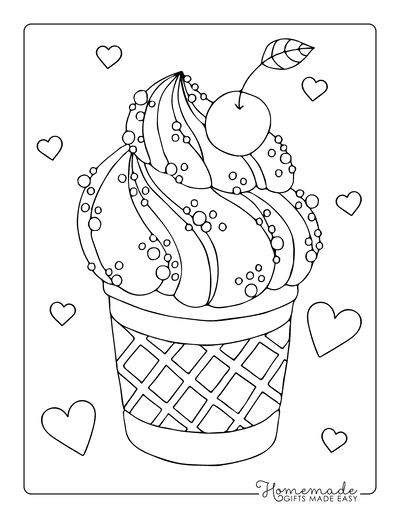 Ice cream coloring pages for kids adults