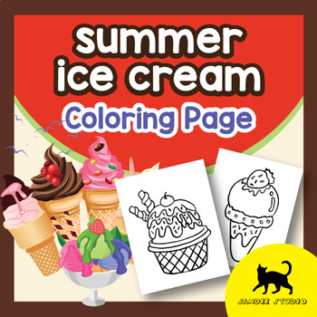 Summer ice cream coloring pages by sandee studio tpt