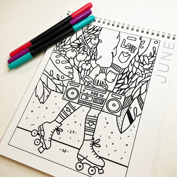 Digital download june coloring calendar june coloring page summer coloring page a brighter year