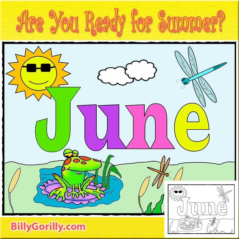 June coloring page sing laugh learn