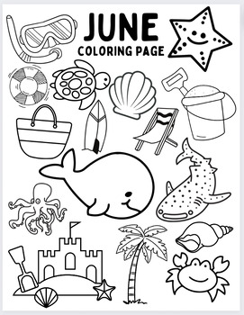 June coloring pages summer school oceanbeach morning work preschoolesy