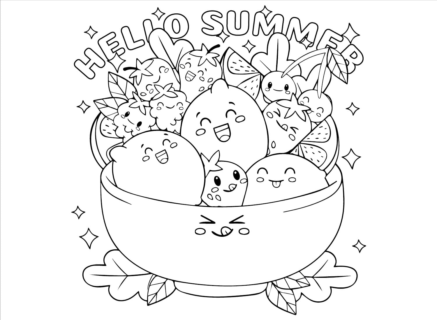 Hello summer june coloring page