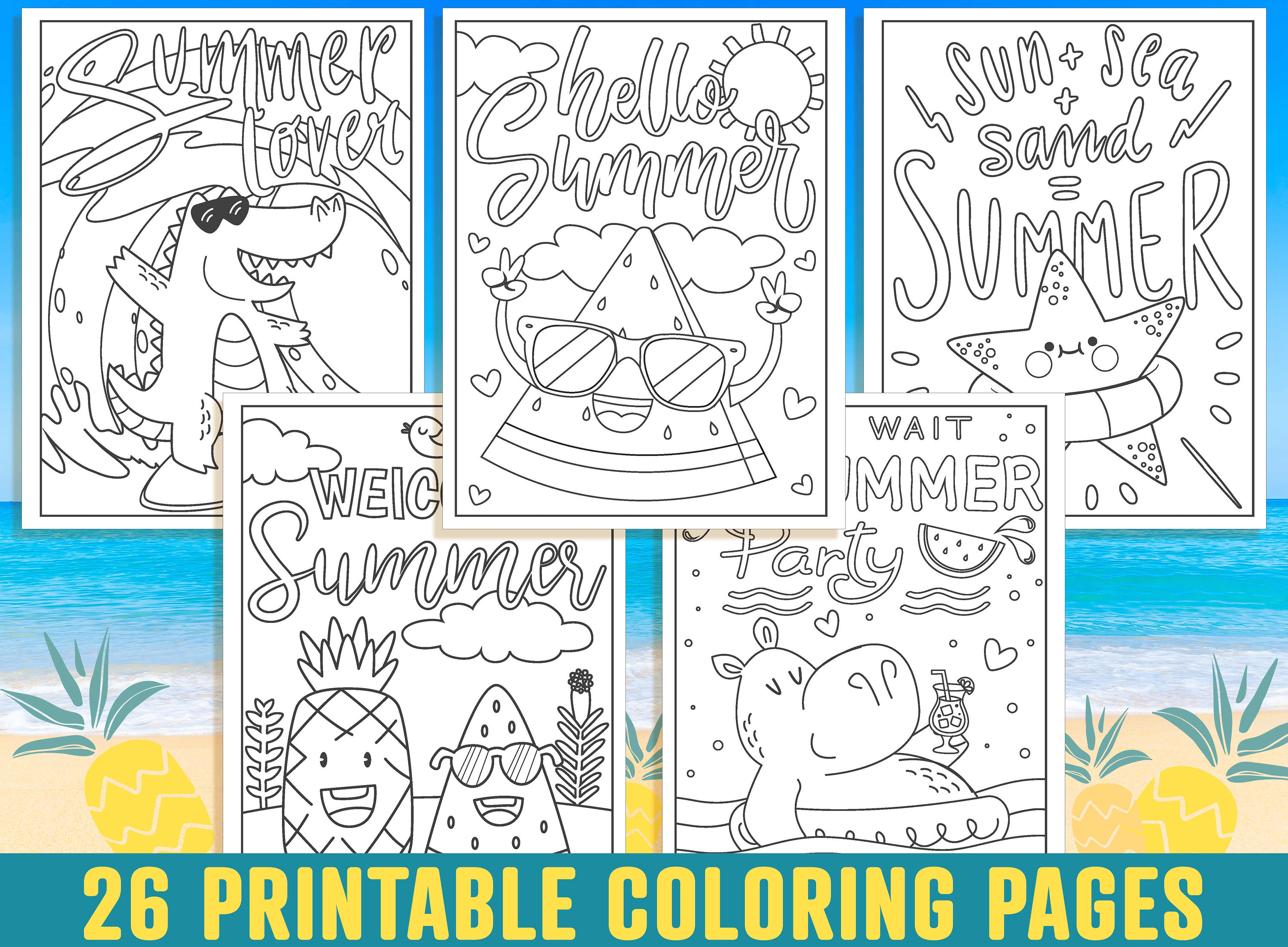 Summer coloring pages printable summer holiday coloring pages for kids boys girls teens adults summer activities fun coloring book