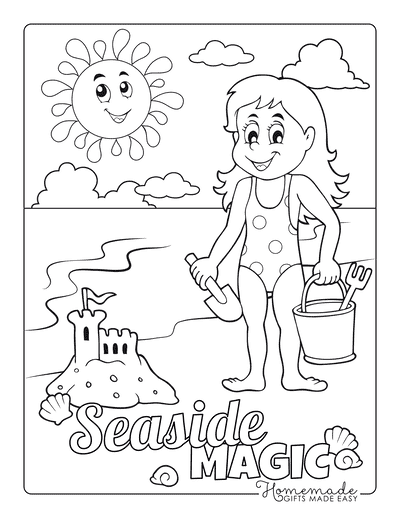 Free summer coloring pages for kids adults