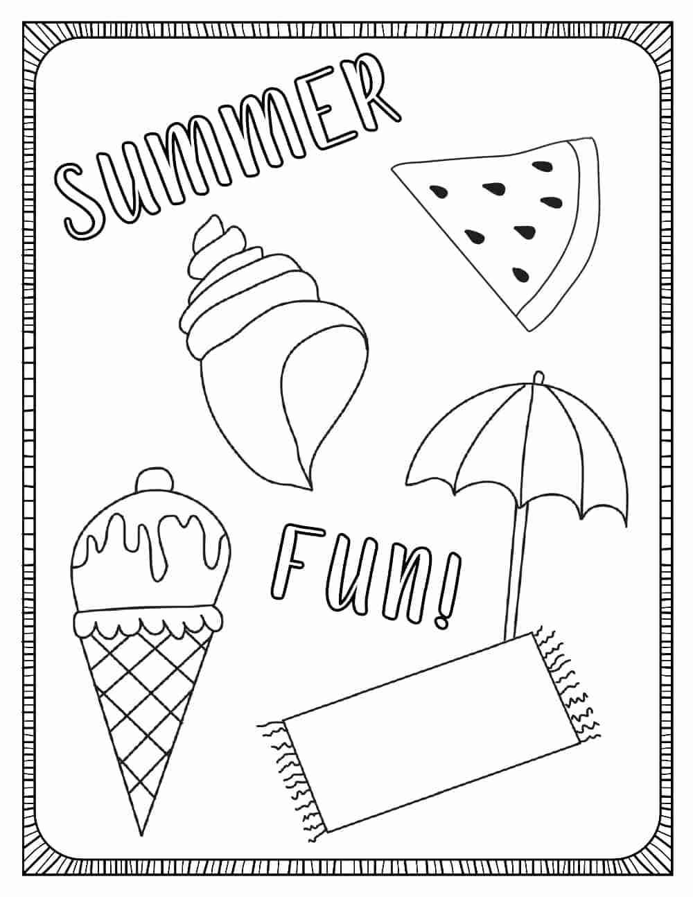 Free printable summer coloring page for kids