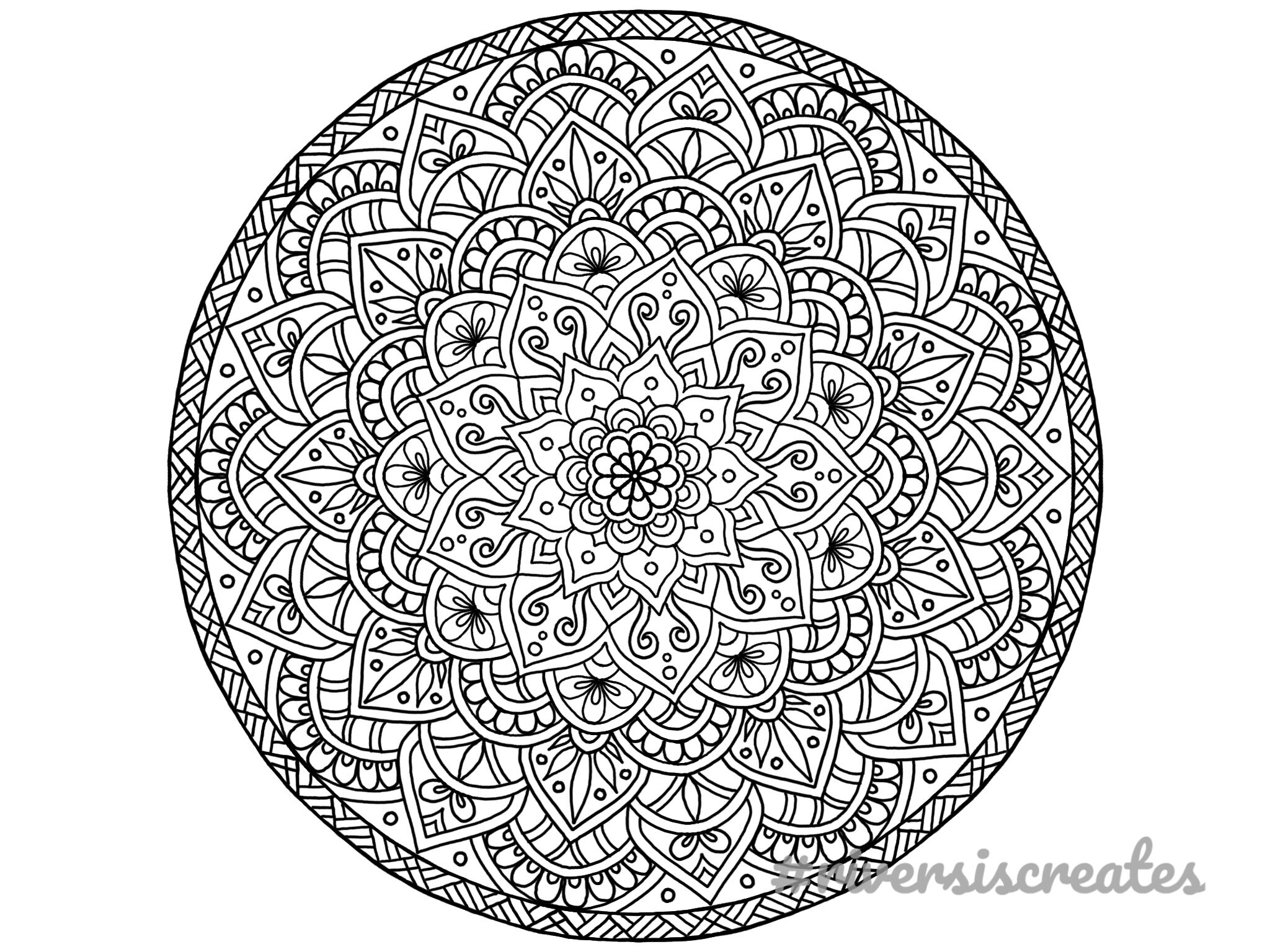 Summer mandala printable coloring page