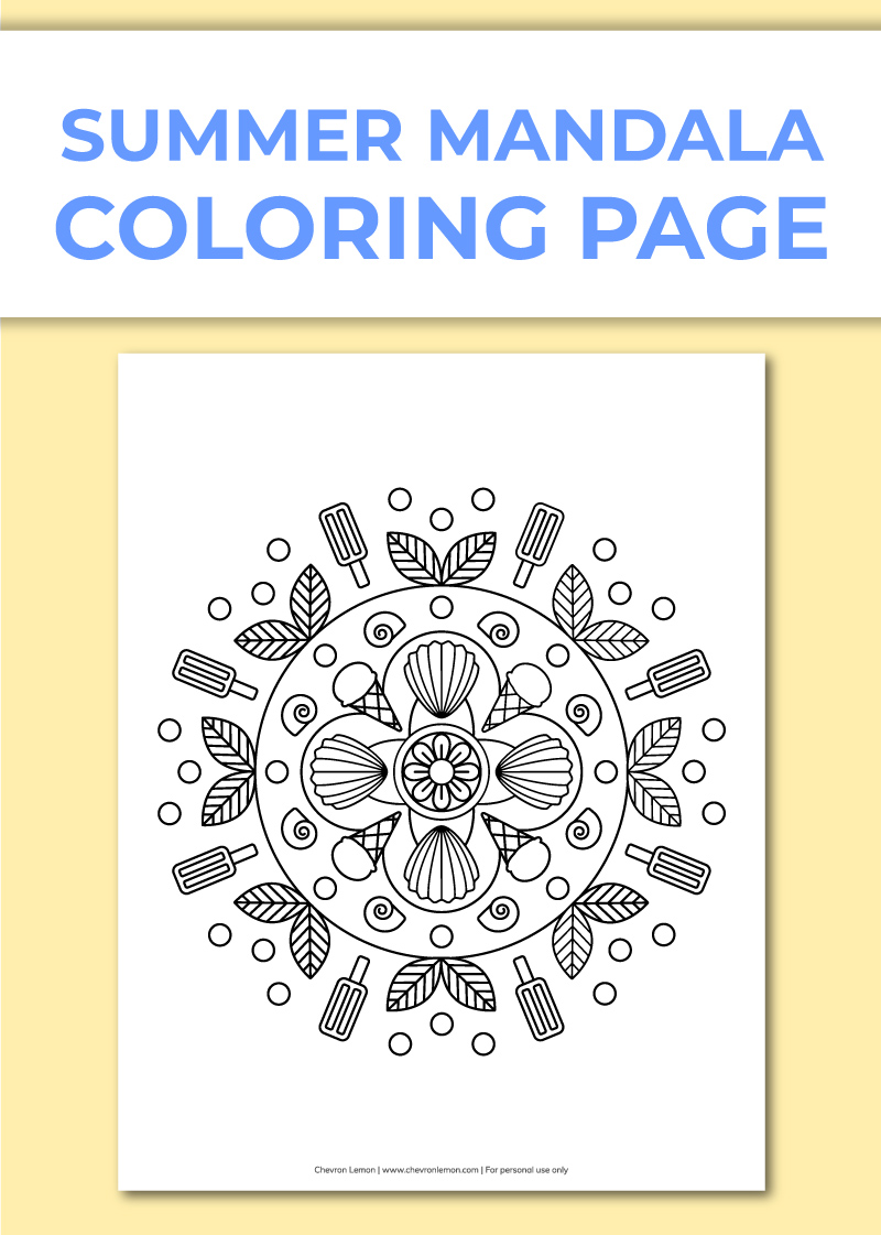 Printable summer mandala coloring page