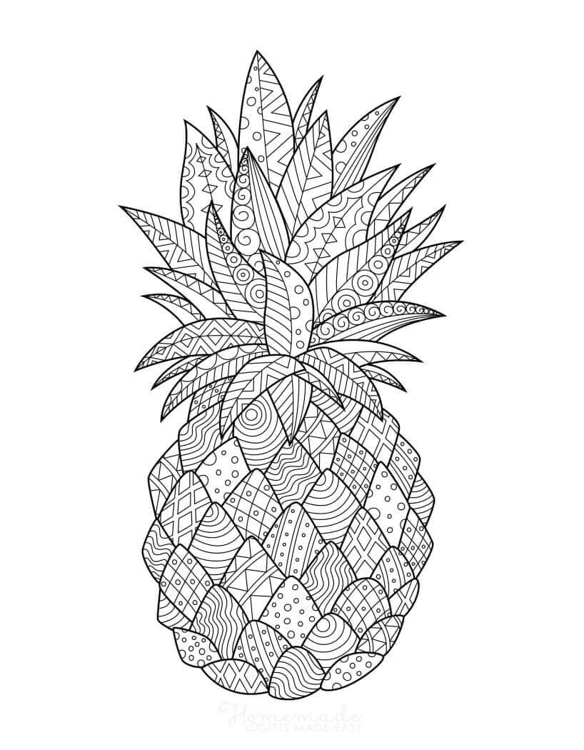 Pineapple in summer mandala coloring page