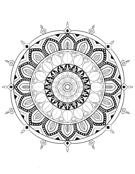 Mandala printable coloring sheet coloring pages kids coloring pages kids summer activity pattern art adult coloring pages folk art