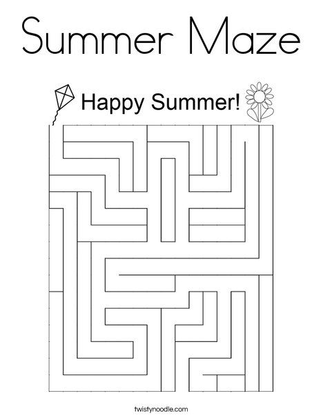 Summer maze coloring page