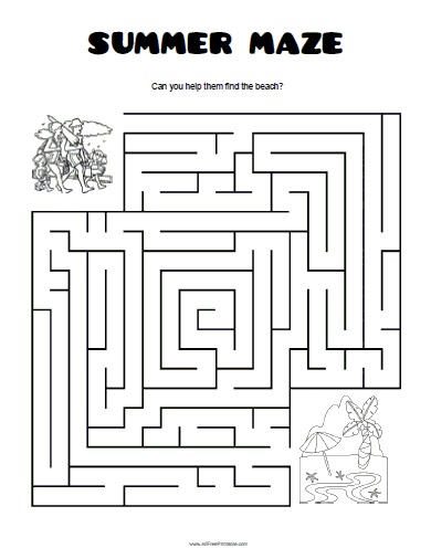 Summer maze â free printable