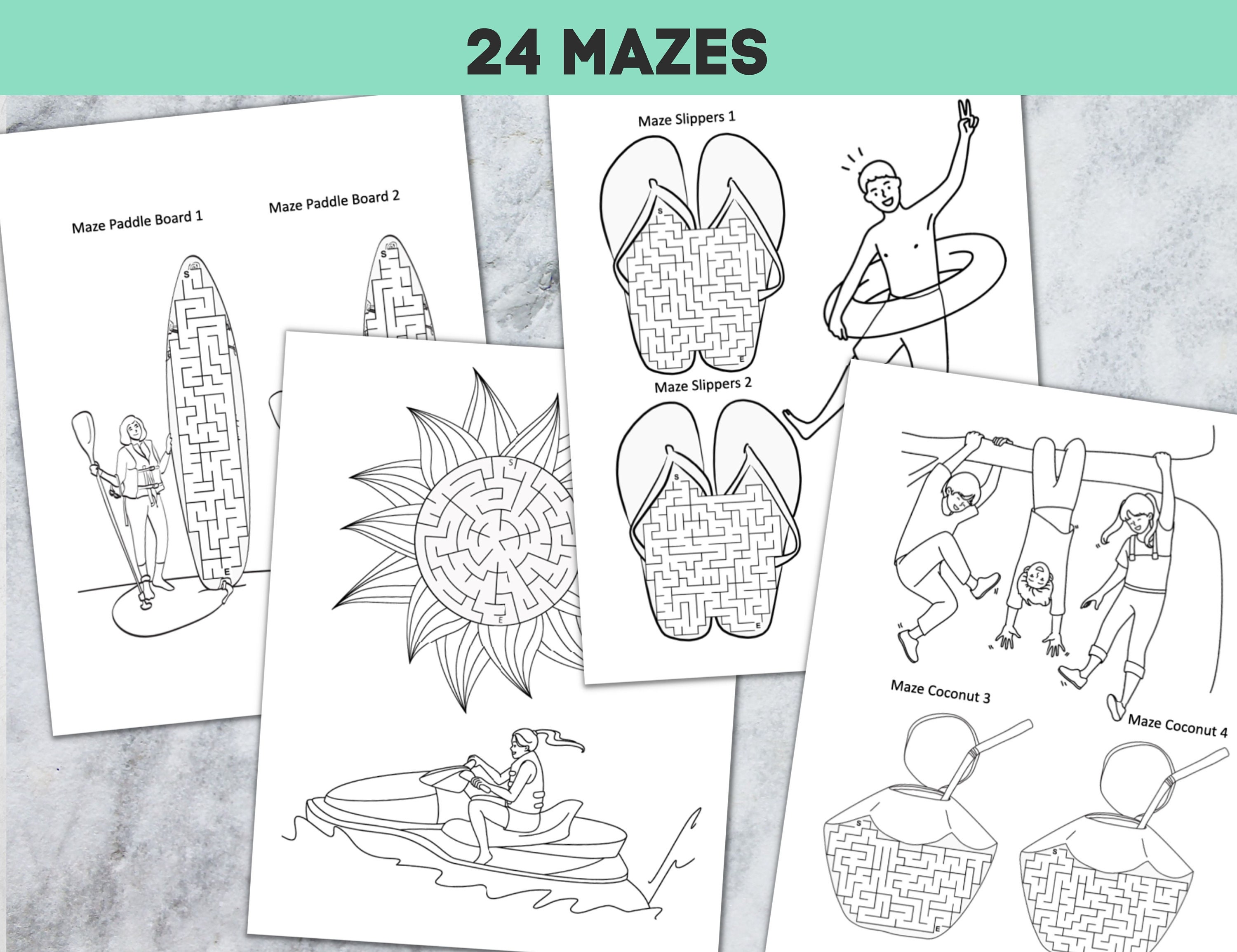 Summer activity pack printable summer maze coloring pages