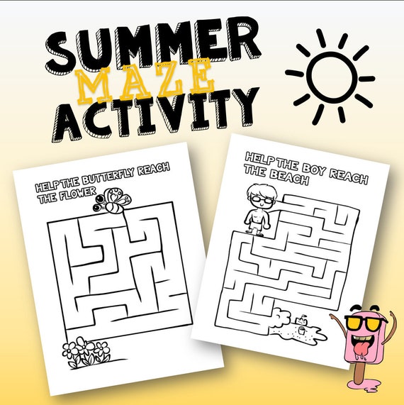 Best value summer maze activity pages for kids instant download coloring pages with mazes perfect summer vacation activity summer gift