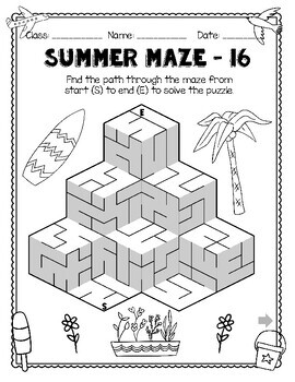 Summer mazes worksheets by peppermint puzzles tpt