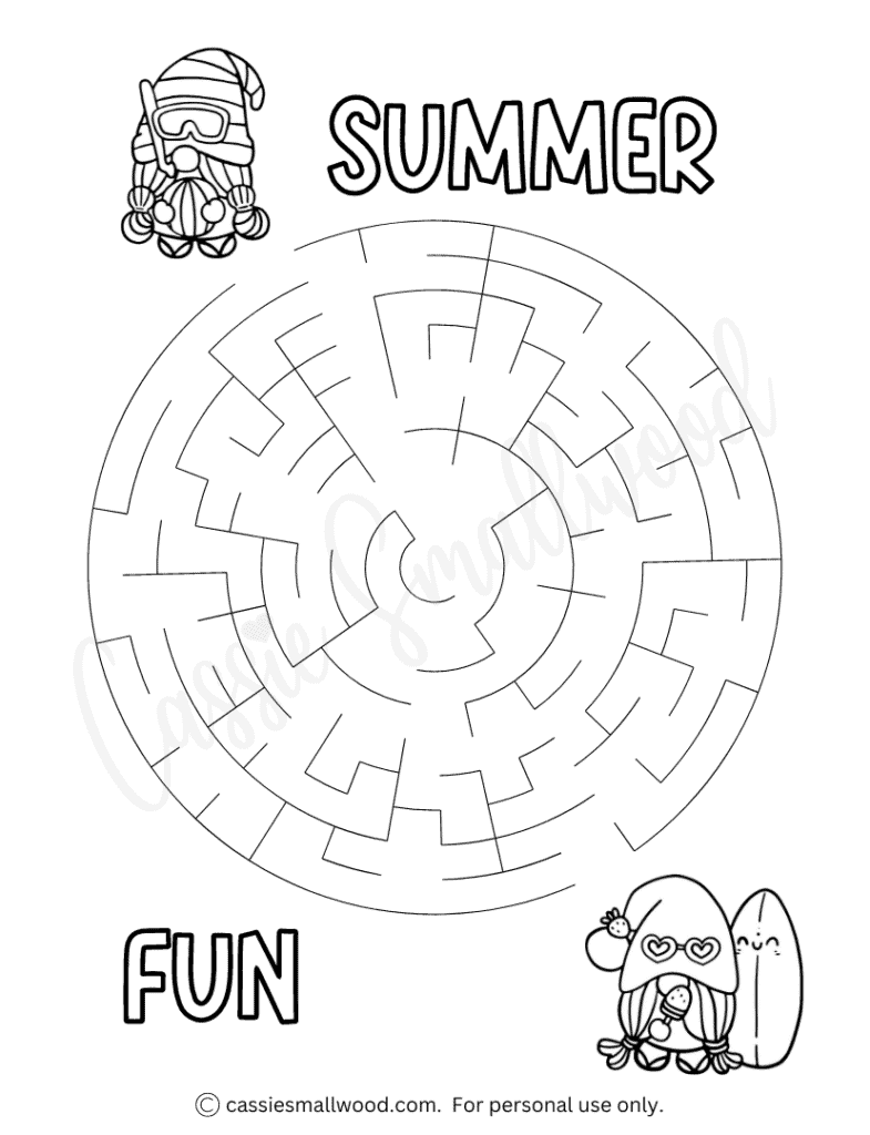 Summer maze worksheets free printable