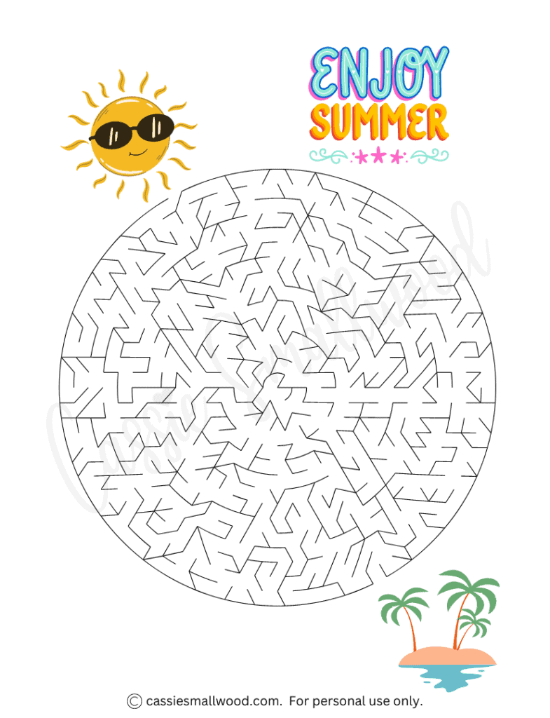 Summer maze worksheets free printable