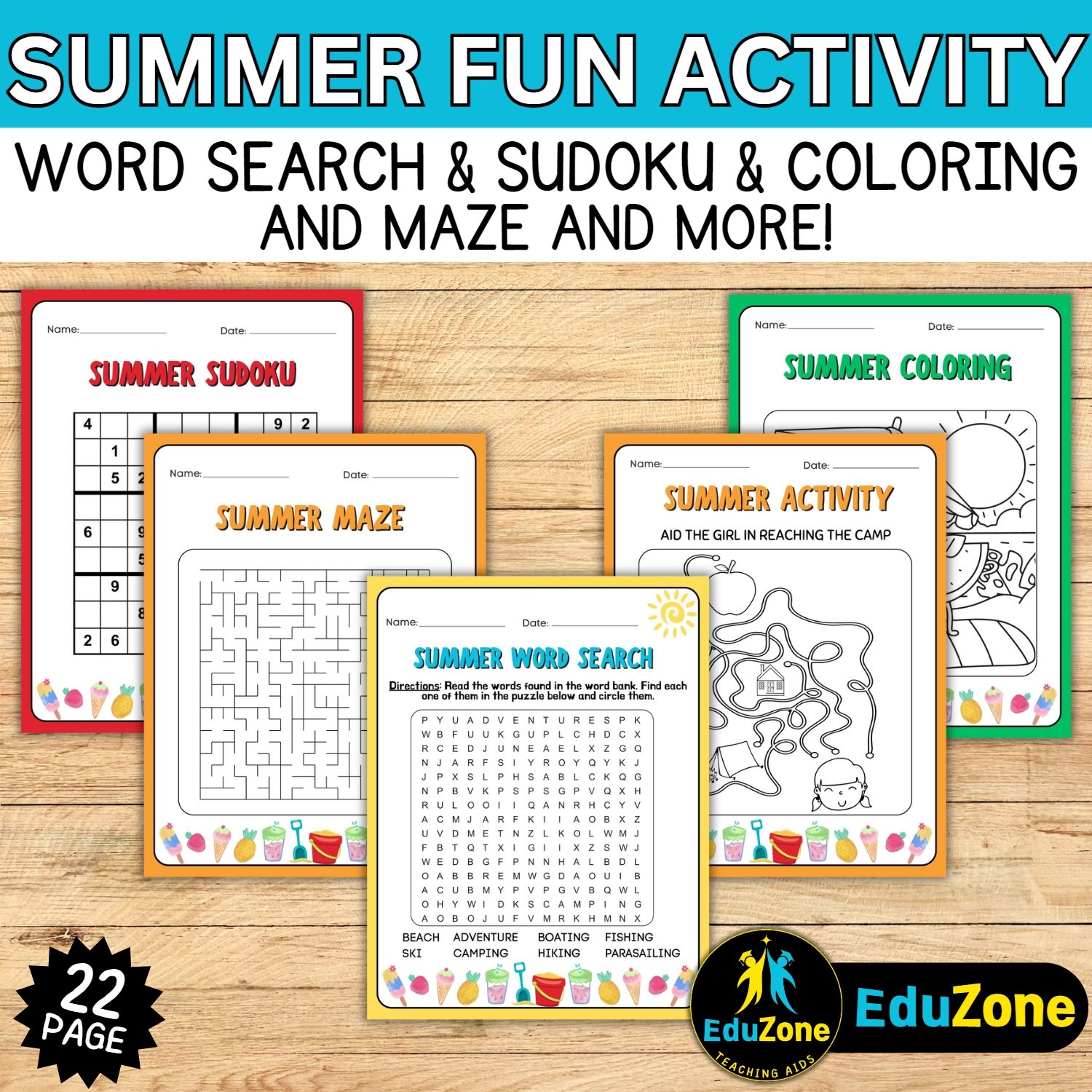 Summer fun activity book for kids ages