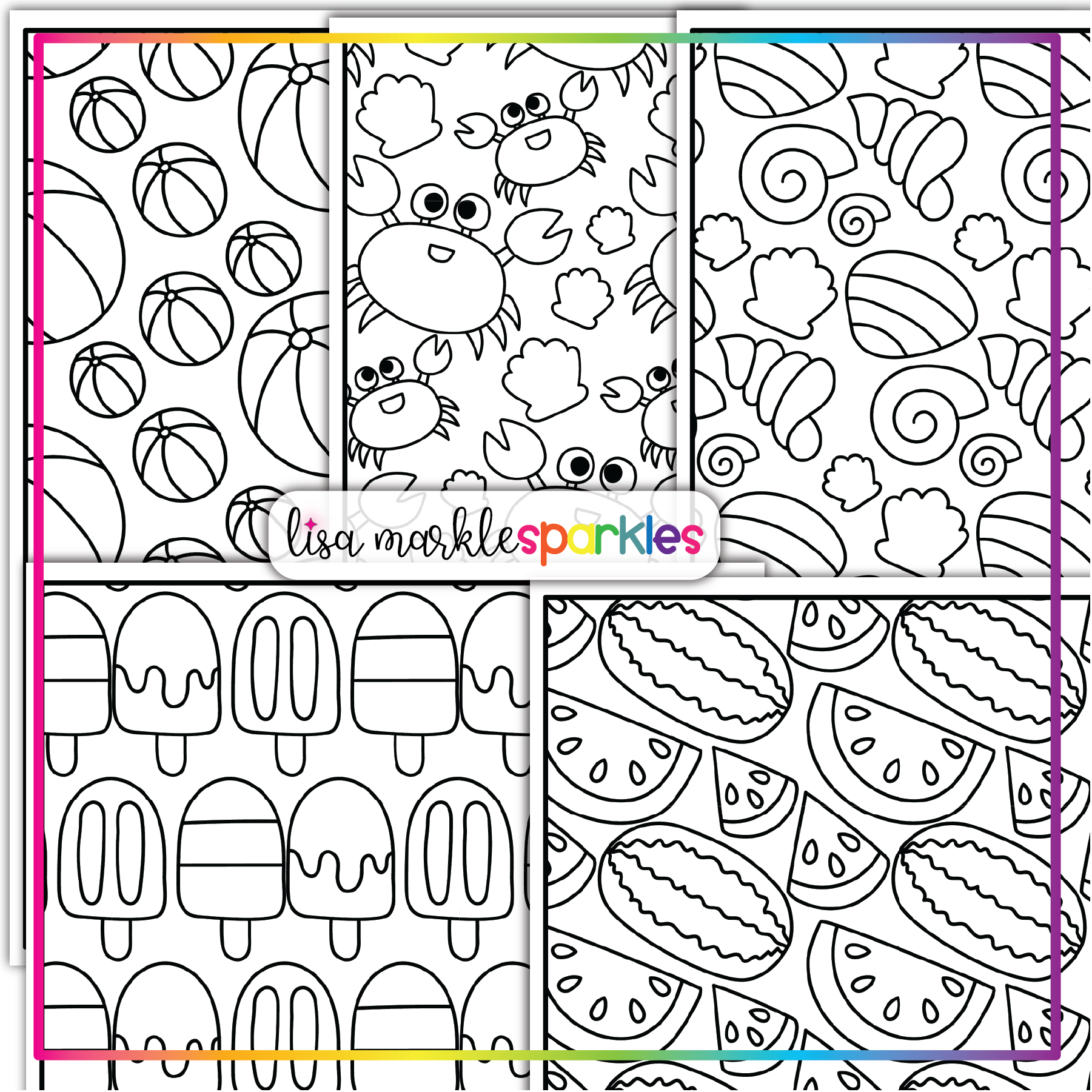 Summer printable coloring pages for kids and adults