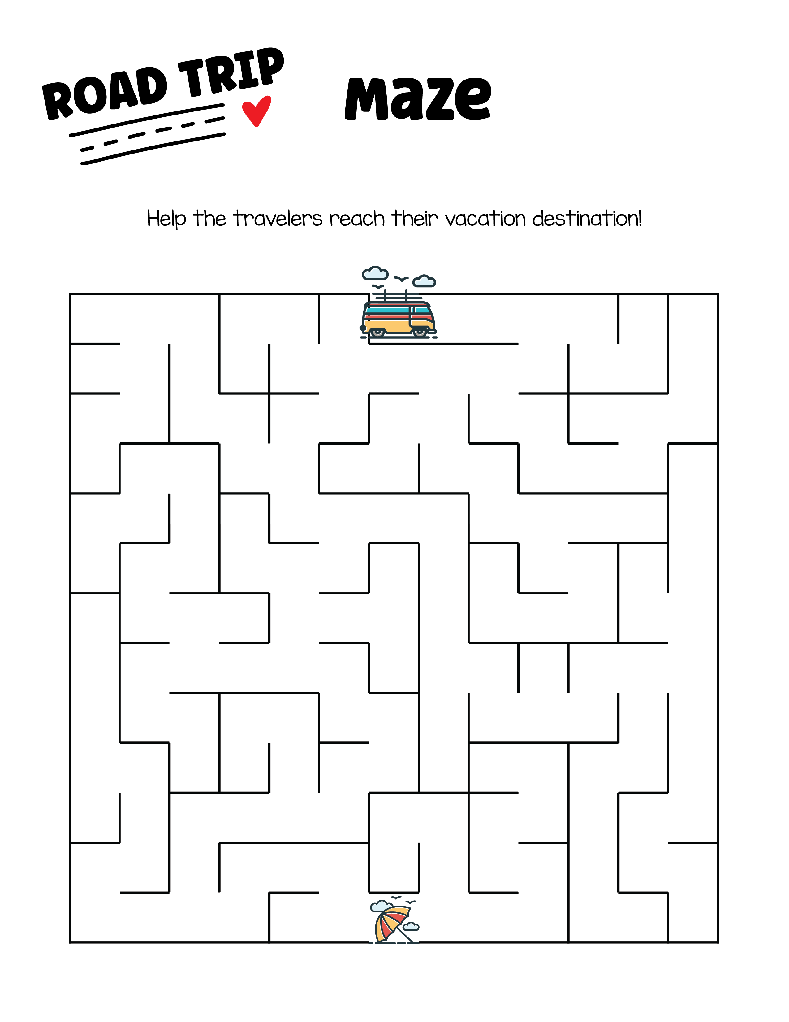 Free printable summer road trip games for kids