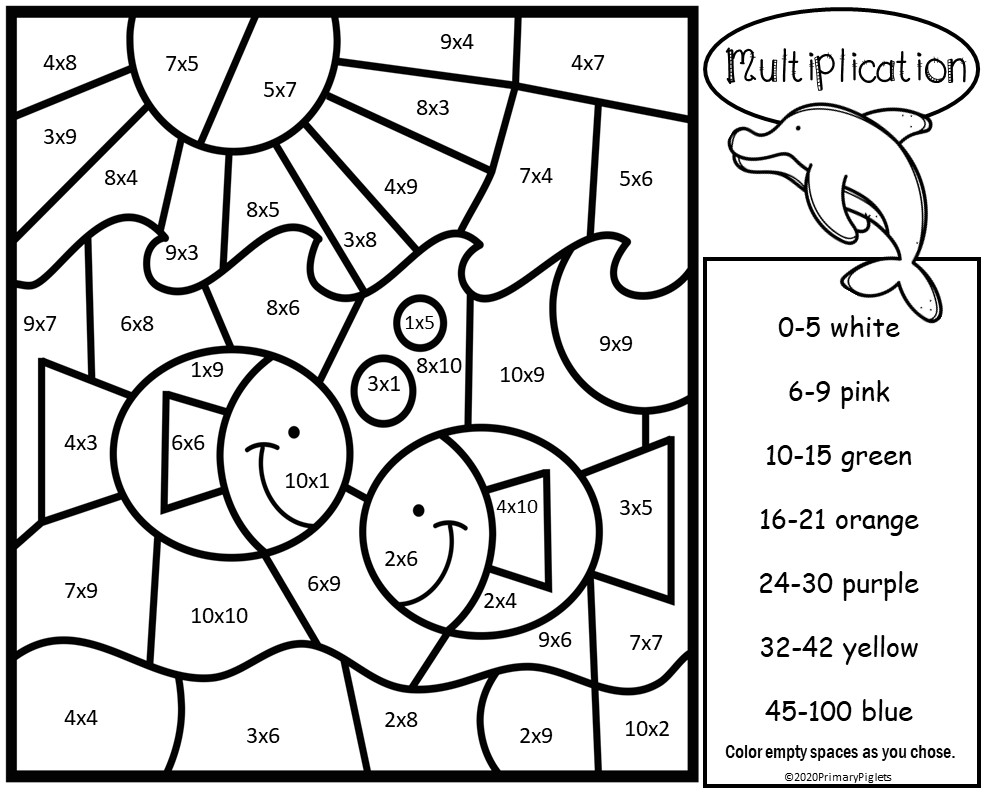 Color by number multiplication ocean set made by teachers