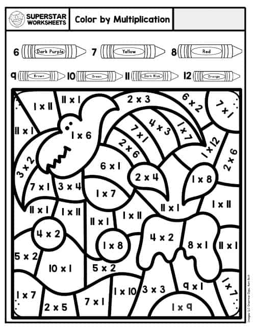 Multiplication color by number