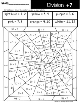 Summer division color by number