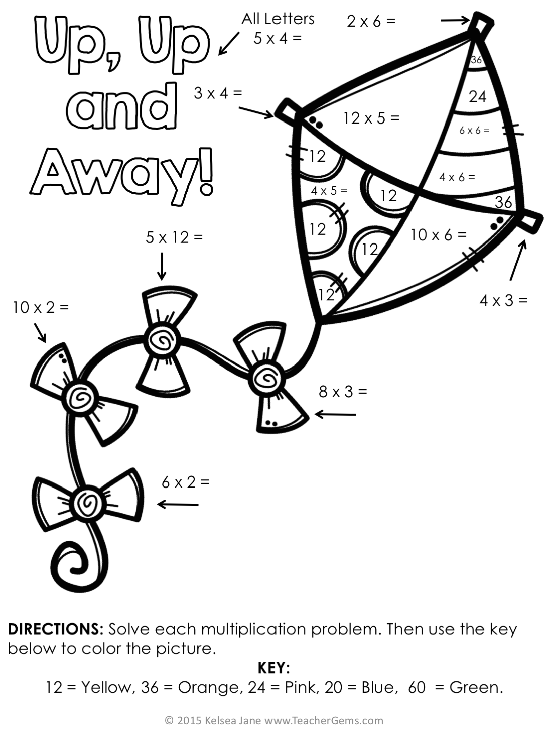 Summer color by number multiplication and division facts