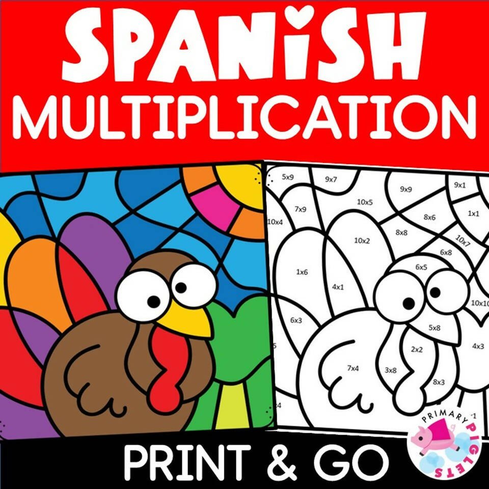 Spanish thanksgiving color by number multiplication thanksgiving color â bilingual marketplace