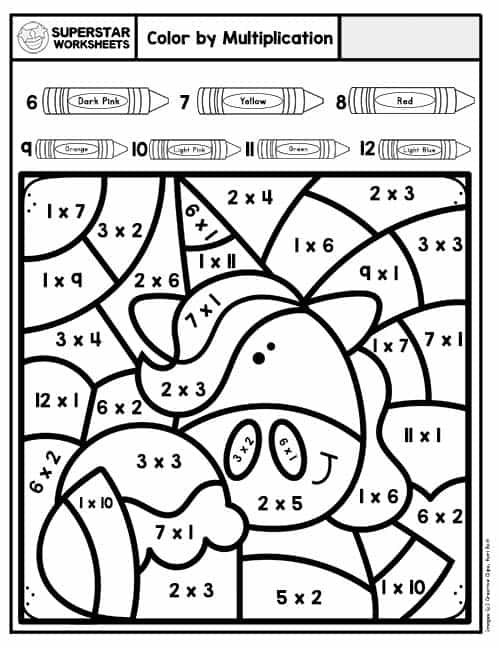 Multiplication color by number