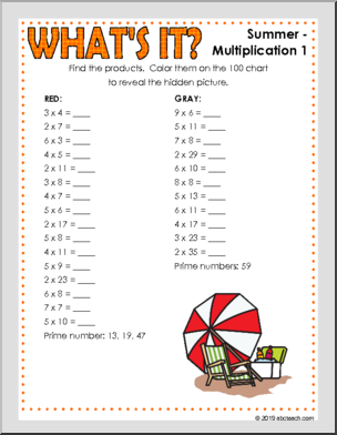 Summer multiplication worksheets