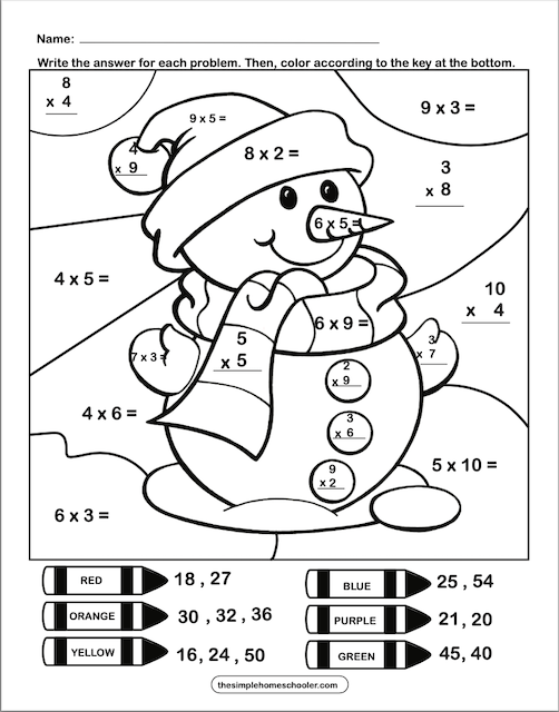 Multiplication coloring worksheets free instant download